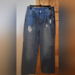 Wide leg size 6 jeans shein blue color